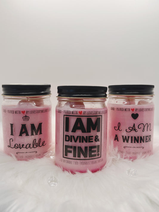 Radiant Self-Love: Experience the 'I AM' Rose Quartz Infused Meditation Candles Collection
